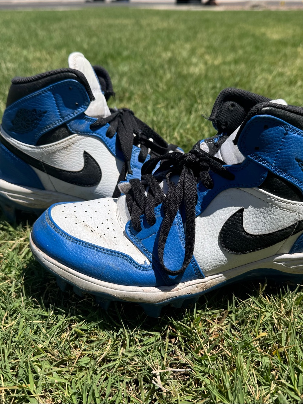 Nike Blue, White & Black High-Top cleats